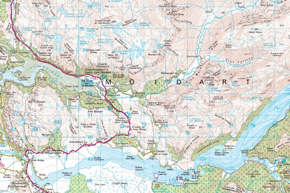 Map of Cruarch Ardura using 1:50 000 Scale Colour Raster