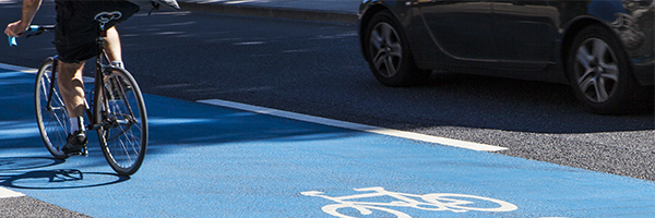 bicycle on blue bike lane