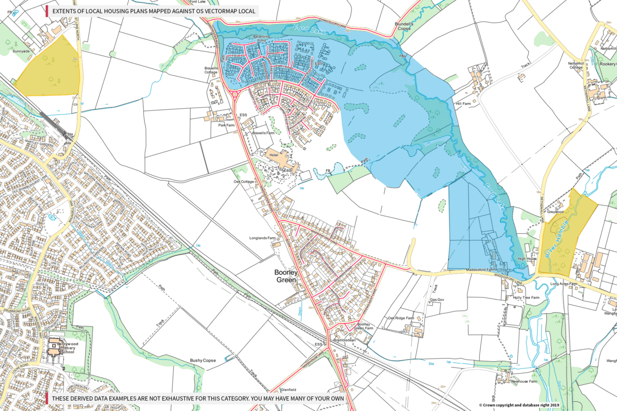 Derived data showing extents of local housing plans using OS VectorMap Local