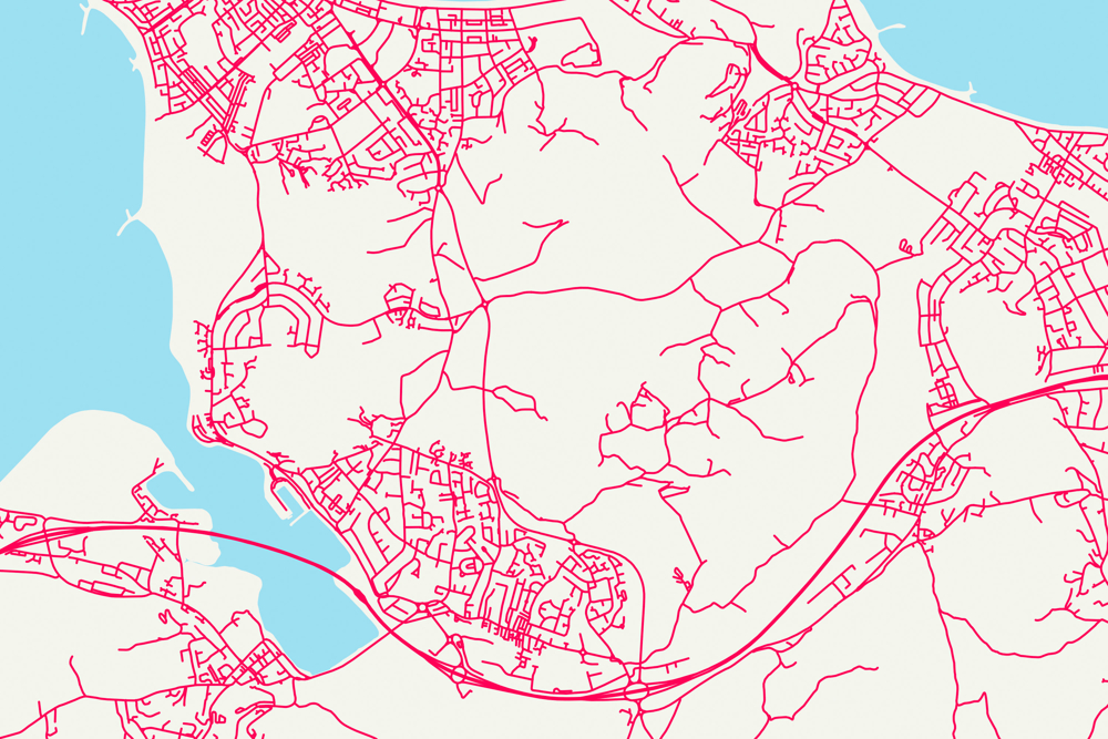 Map using OS MasterMap Highways Network Roads