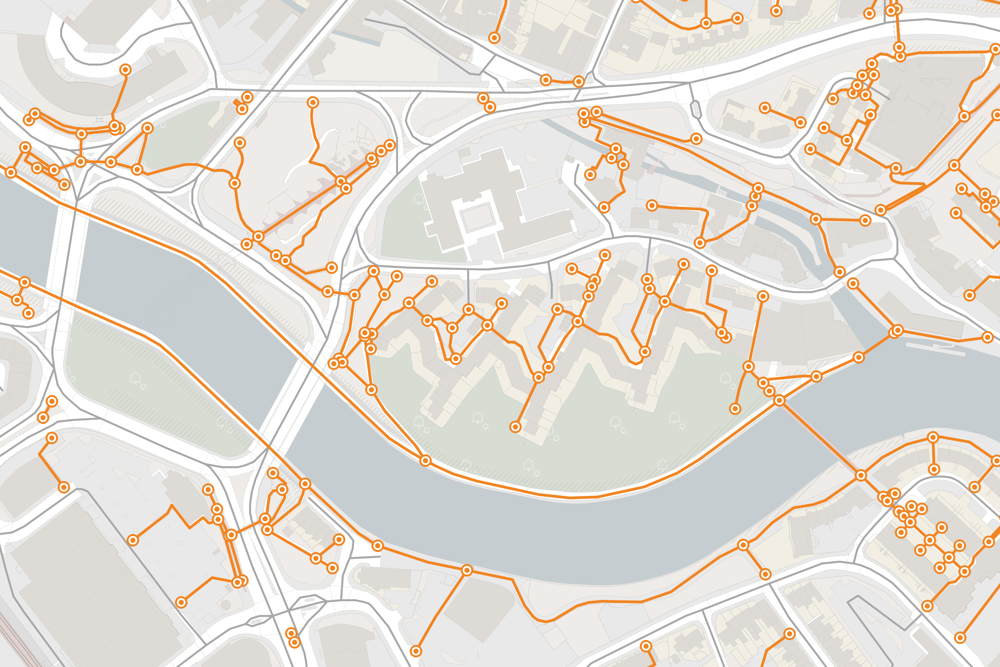 Map displaying OS MasterMap Highways Network Paths