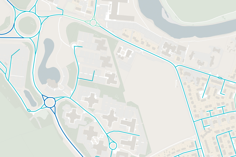 Map using OS MasterMap Highways Network with speed data