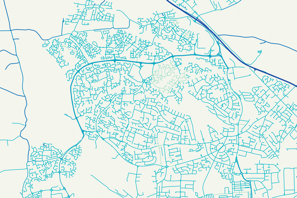 Map using OS MasterMap Highways Network with speed data