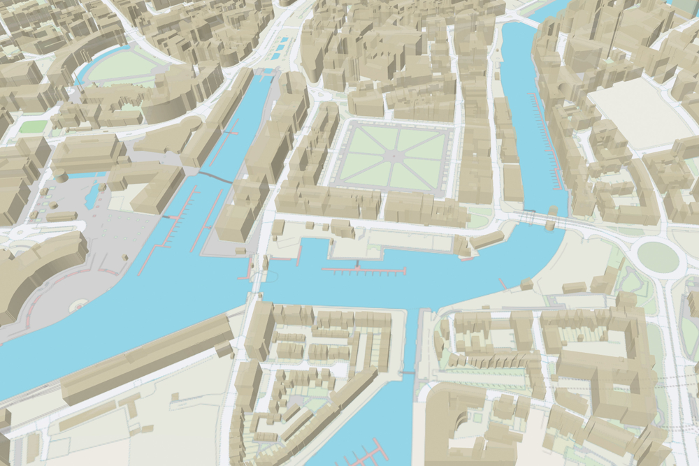 Map displaying OS MasterMap Topography Layer - Building Height Attribute