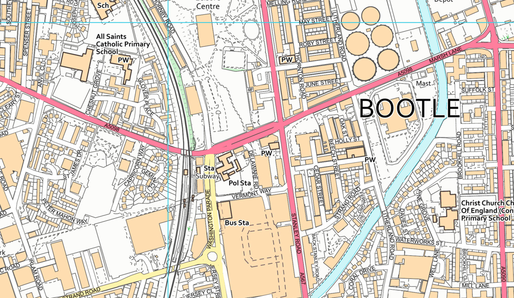 Map of Bootle using OS VectorMap Local