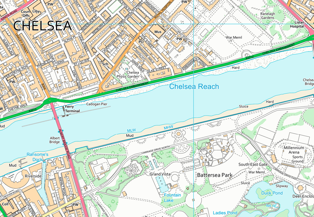 Map of Chelsea using OS VectorMap Local