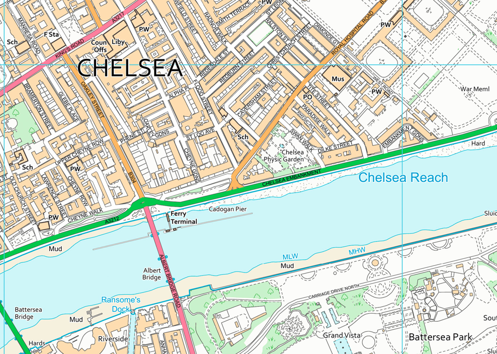 Map of Chelsea using OS VectorMap Local