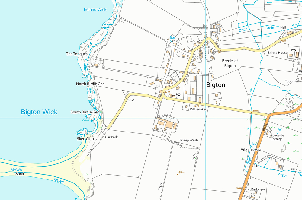 Map of Shetland using OS VectorMap Local