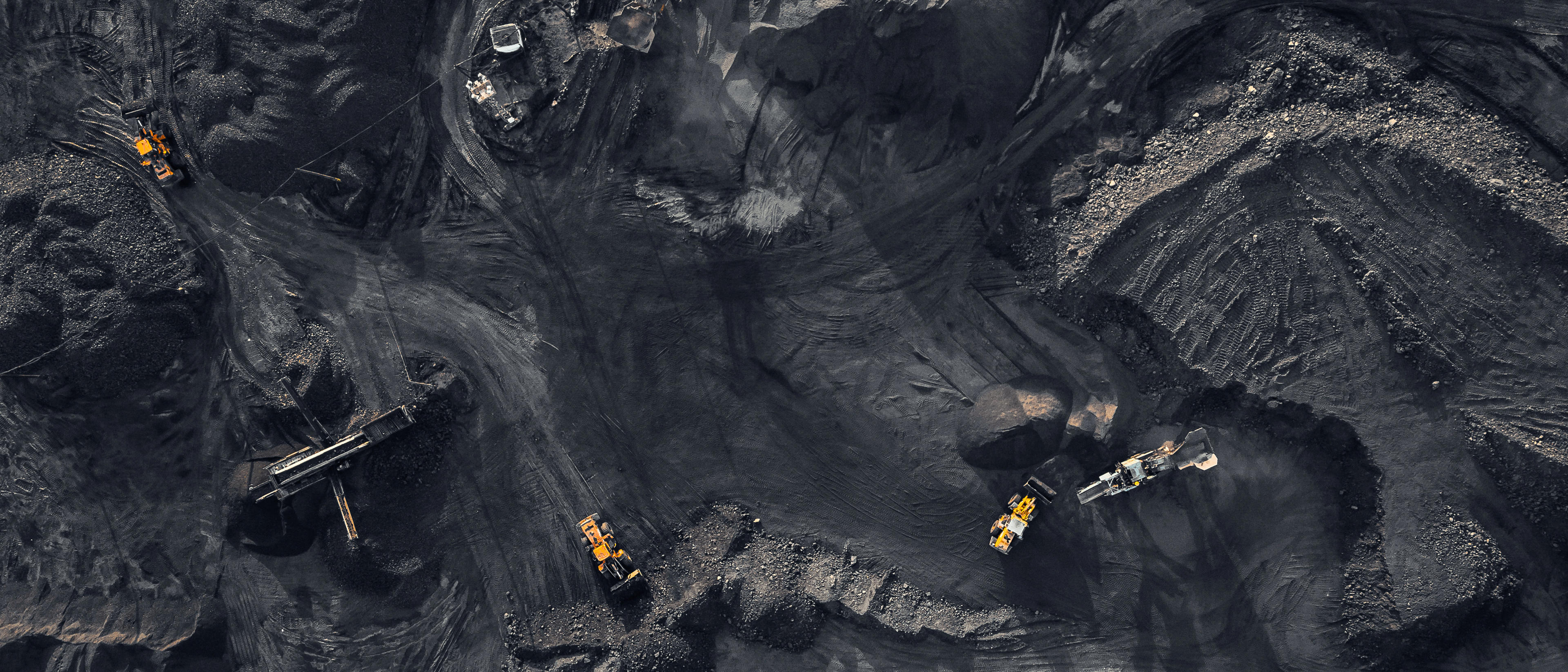 Drone image of a coal pile from above