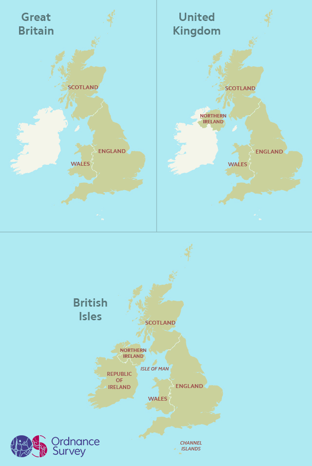 The difference between Great Britain, the United Kingdom and the British Isles