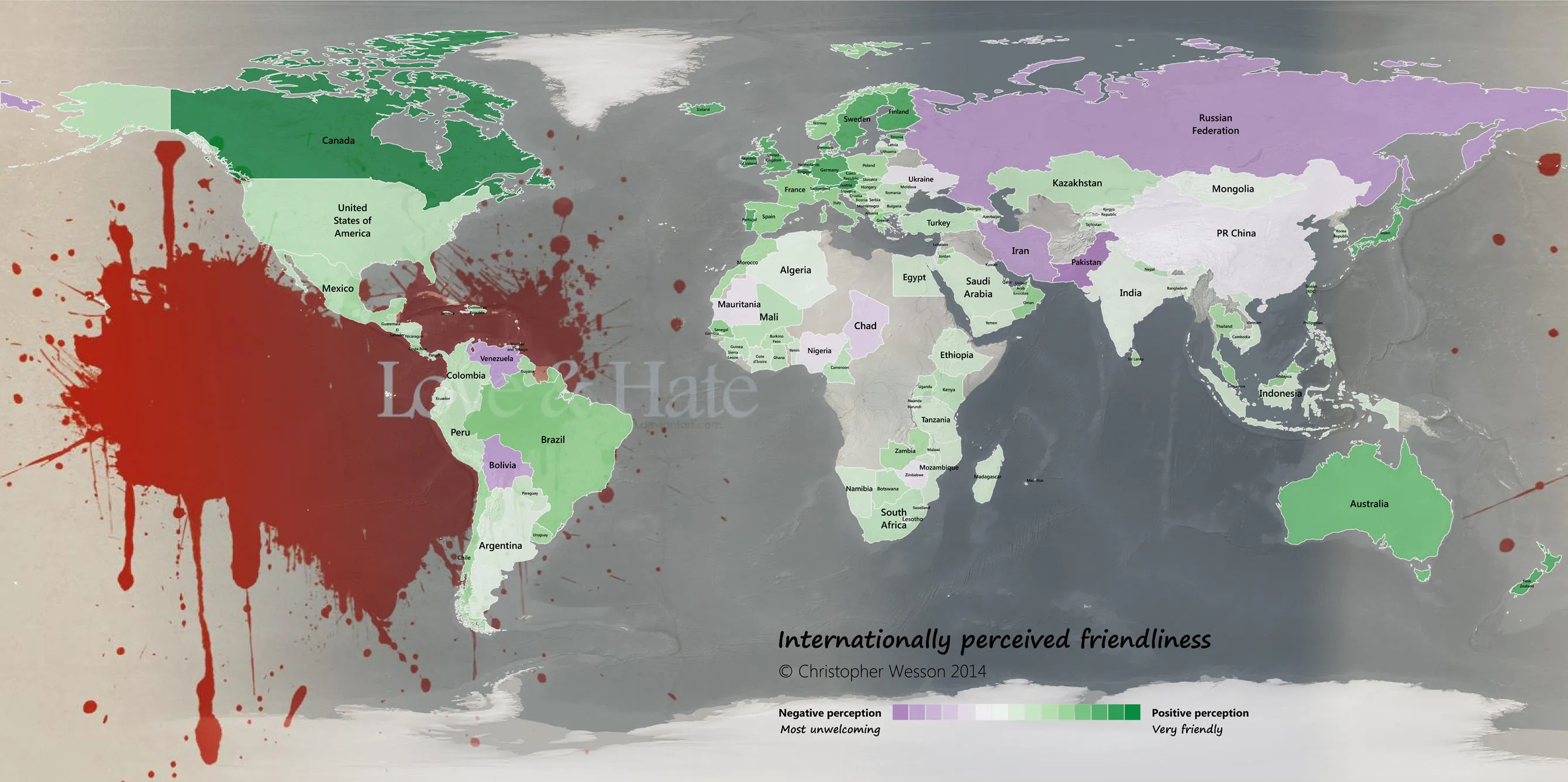 International World Friendliness map with blood stain