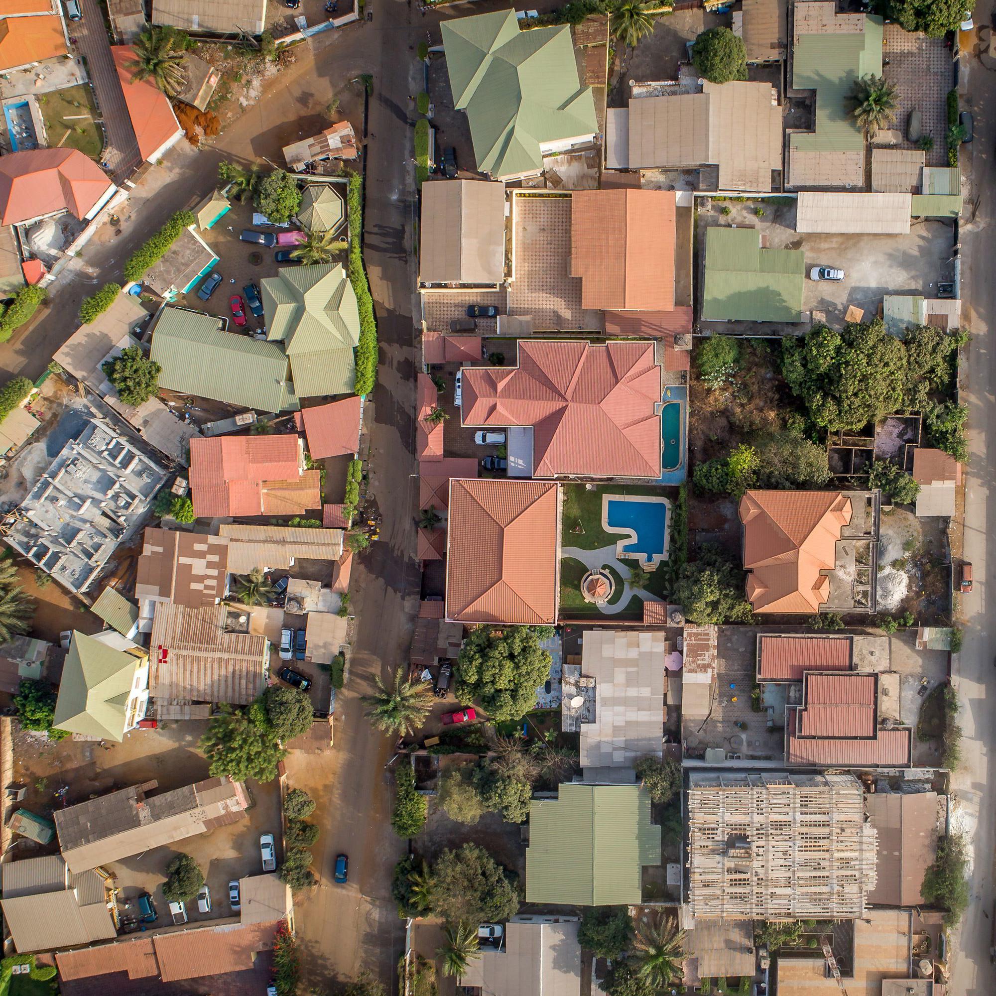 Aerial view of an African village