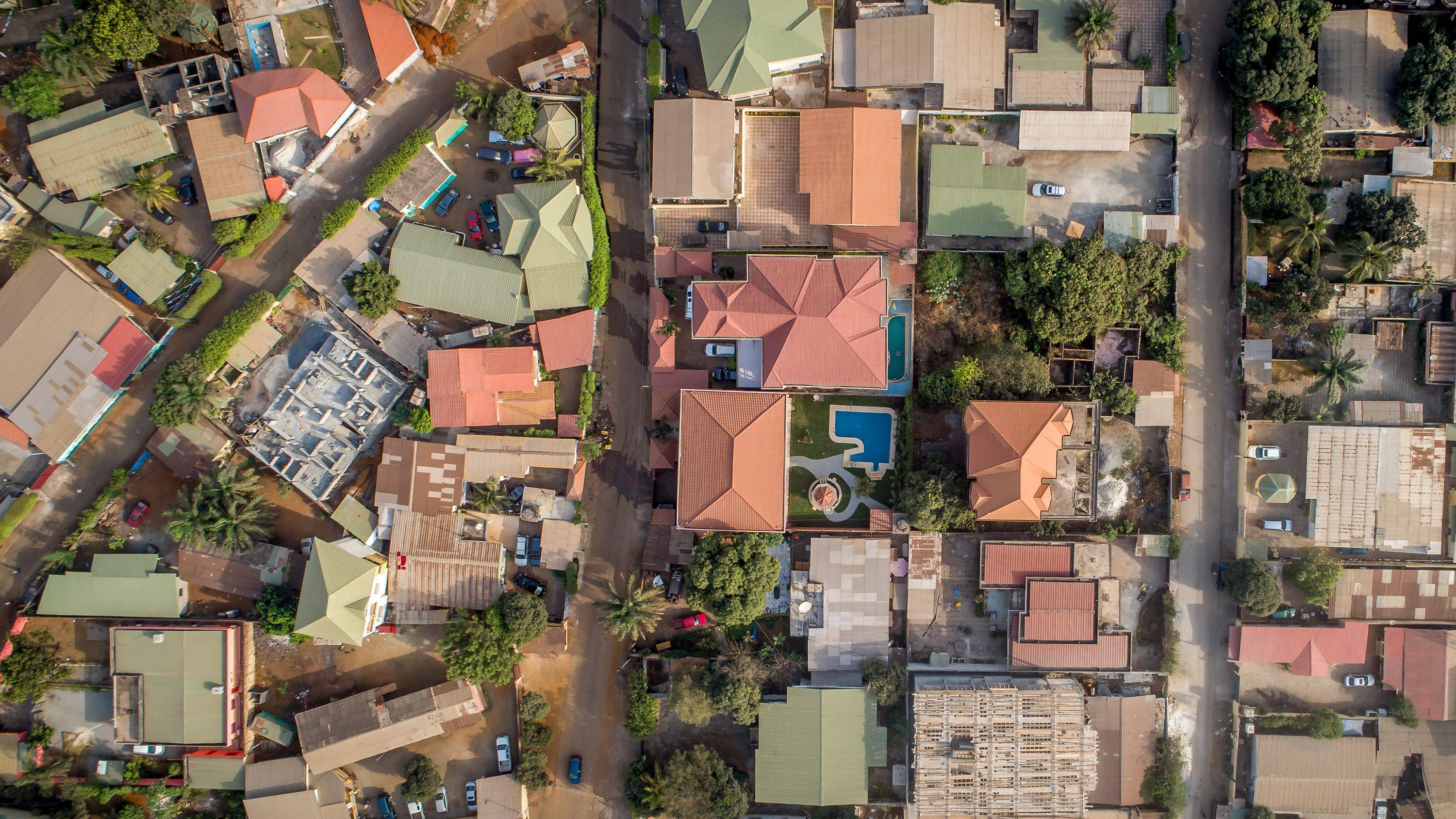 Aerial view of an African village