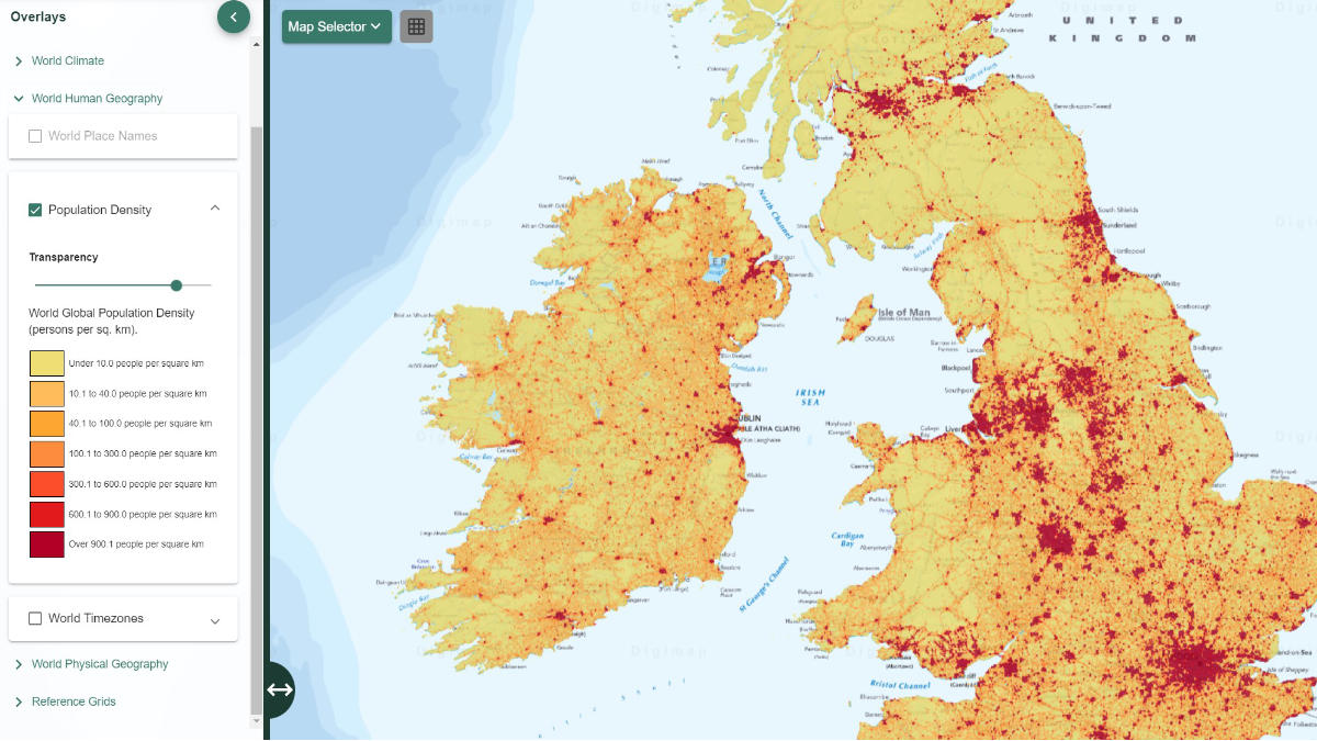 Digimap for Schools - Population density